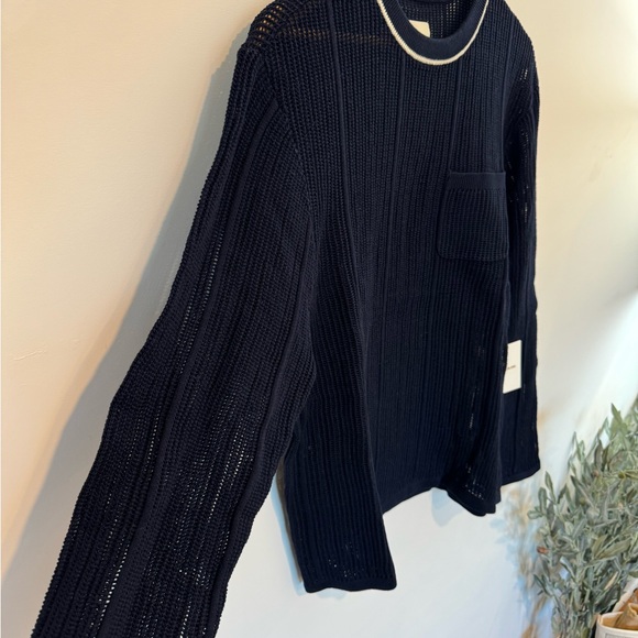 Aime Leon Dore Long Sleeve Mesh Knit Sweater Tee Navy Mens Large NWT - Picture 2 of 11